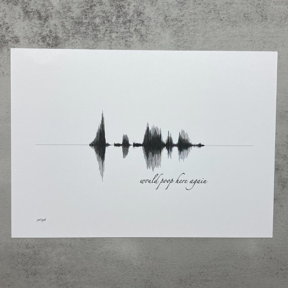 NEW Would Poop Here Again Soundwave Wall Art Print 5x7in Black White Bathroom